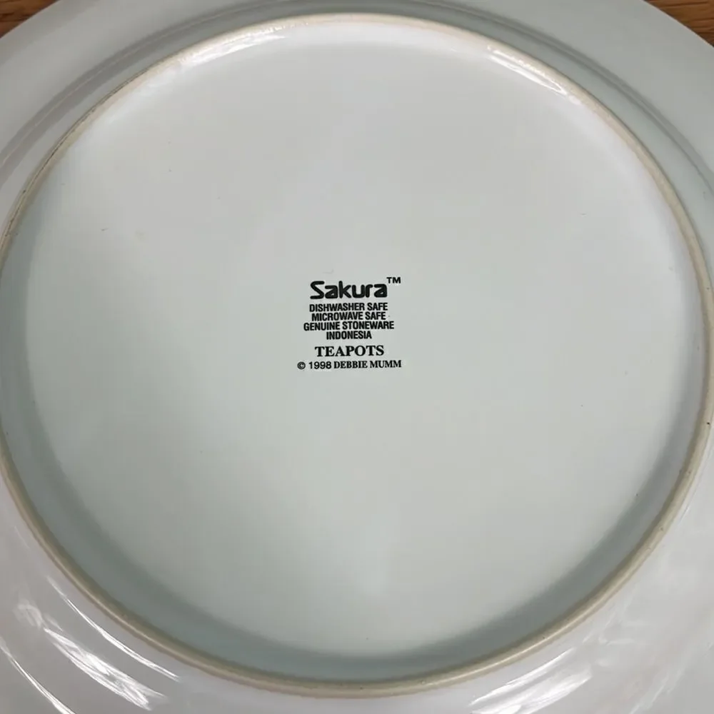 2 Sakura Dinner Plates Teapots Pattern 11” Debbie Mumm 1998